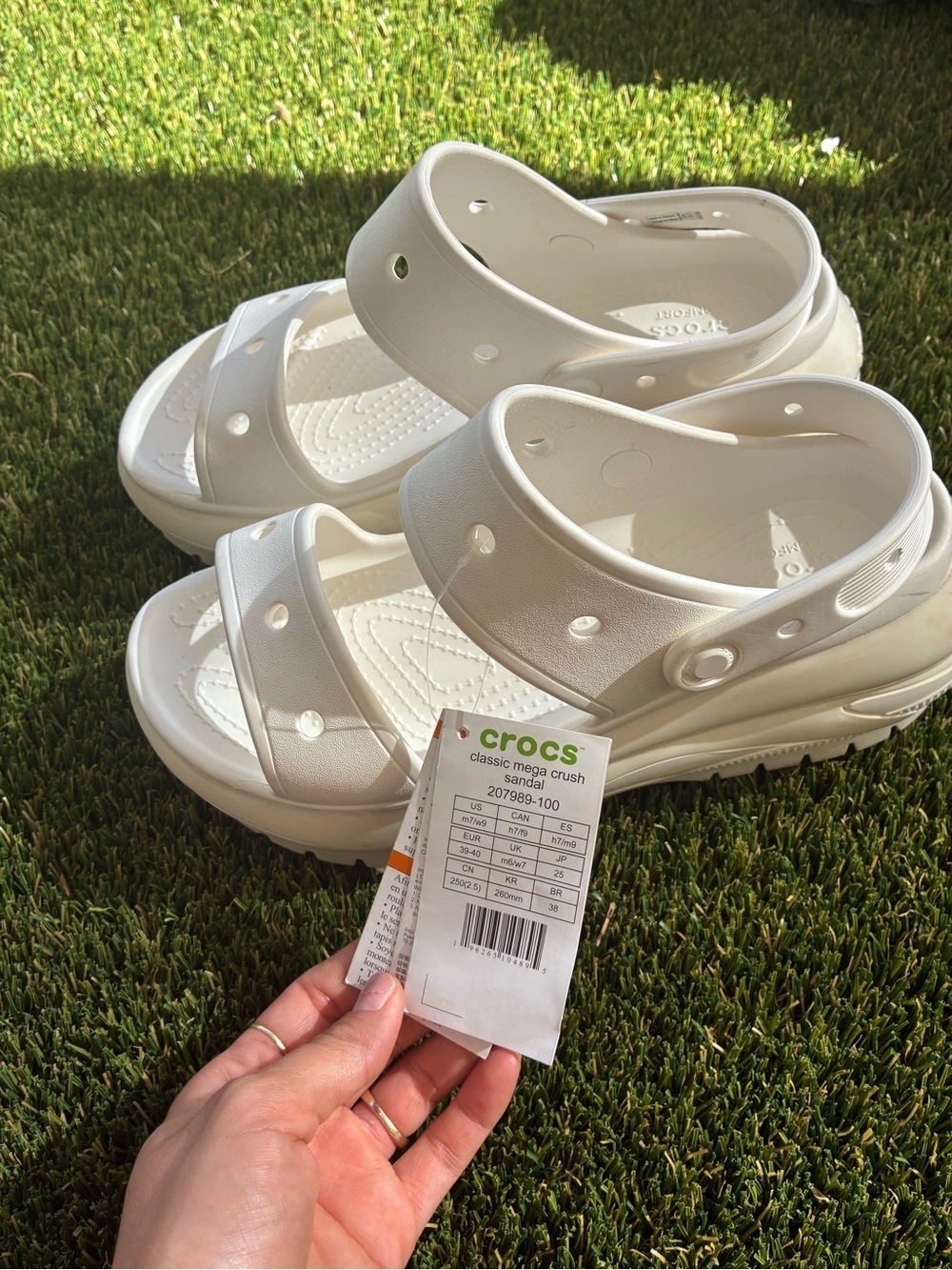 CROCS Kids Classic Mega Crush Sandal in White